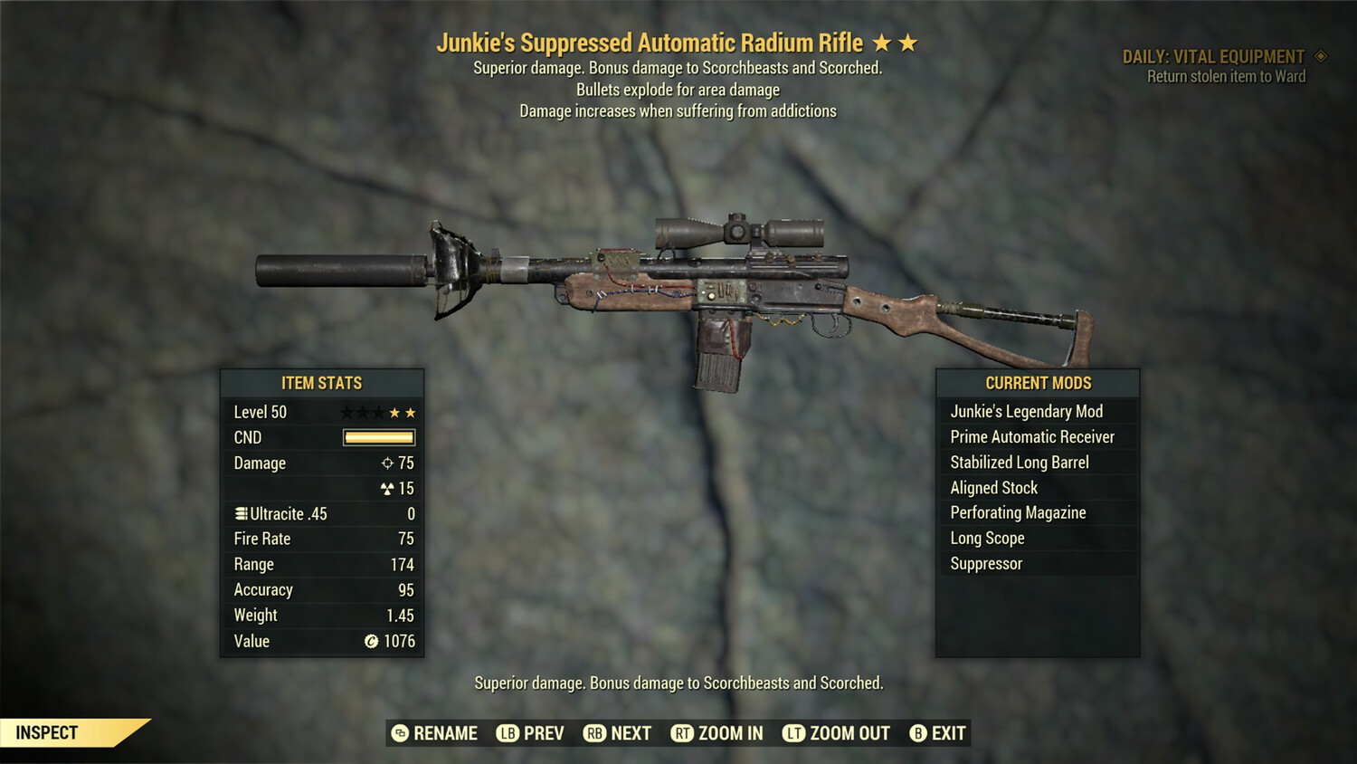 Legacy Junkie Explosive Radium Rifle