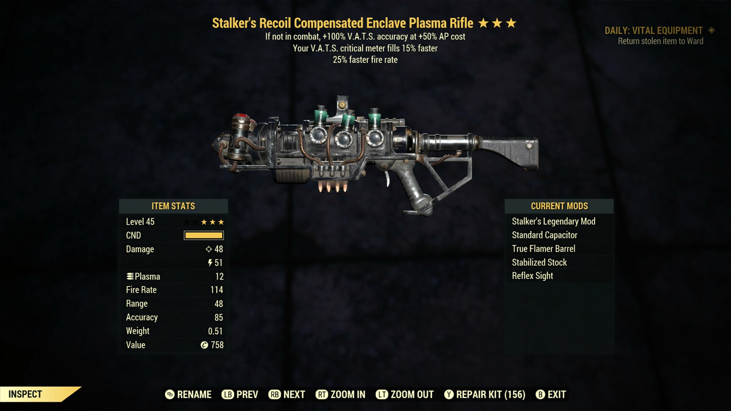 Stalkers 25/15 Enclave Plasma Rifle With Flamer Mod