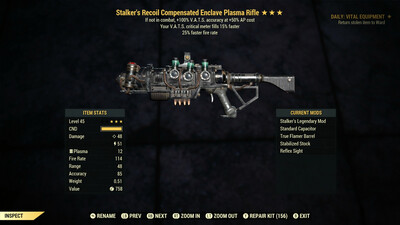 Stalkers 25/15 Enclave Plasma Rifle With Flamer Mod