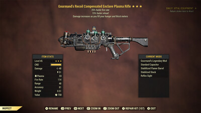 Gourmand 25/15 Enclave Plasma Rifle With Flamer Mod