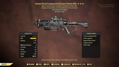 Furious 25/15 Enclave Plasma Rifle With Flamer Mod