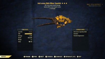 Anti Armor 1S/PA Mole Miner Gauntlet