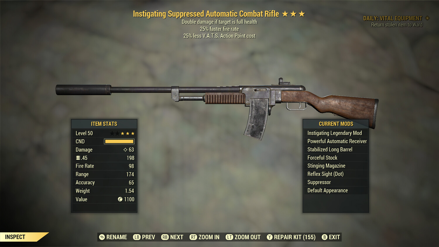 Instigating 25/25 Combat Rifle