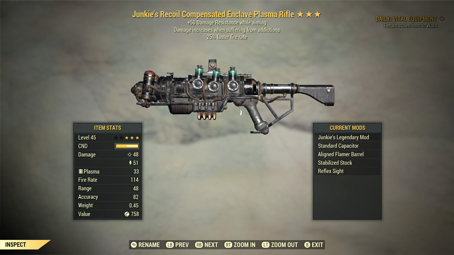 Junkie 25/50 Enclave Plasma Rifle With Flamer Mod