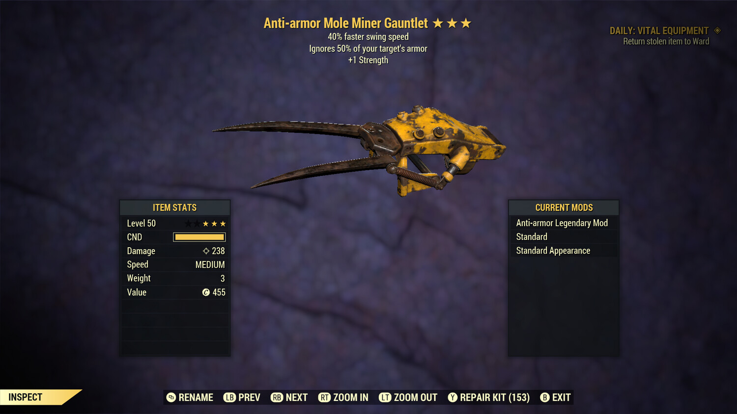 Anti Armor 1S/SS Mole Miner Gauntlet