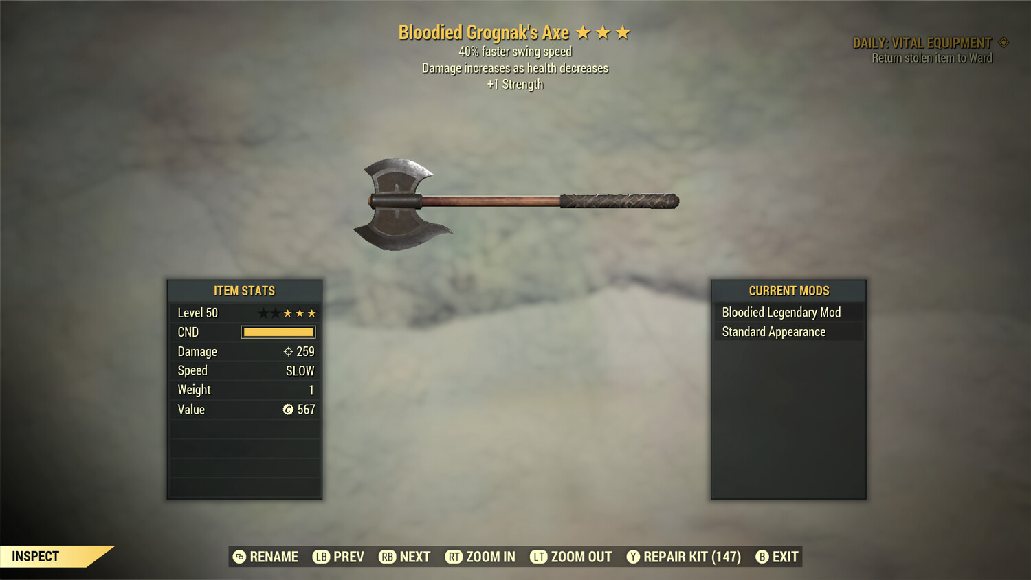 Bloodied SS/1S Grognak Axe