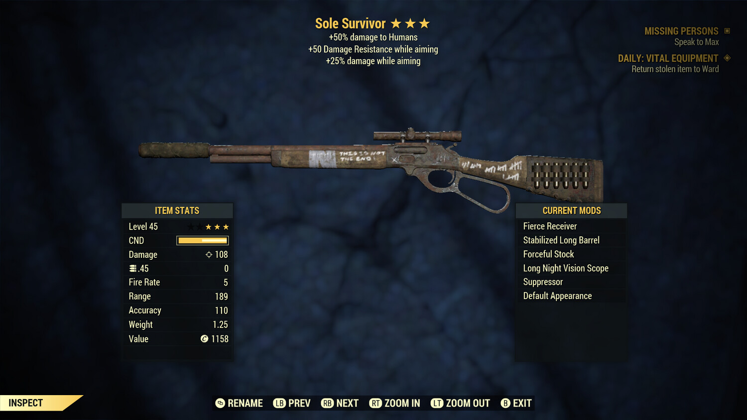 Legacy Survival Mode Sole Survivor