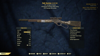 Legacy Survival Mode Sole Survivor