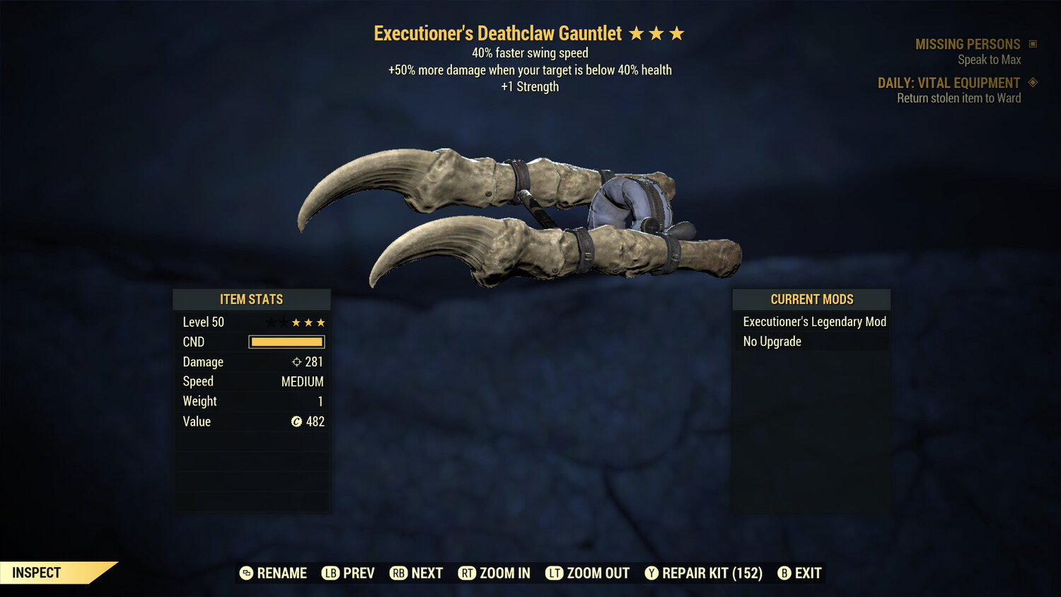 Executioners 1S/SS Deathclaw Gauntlet
