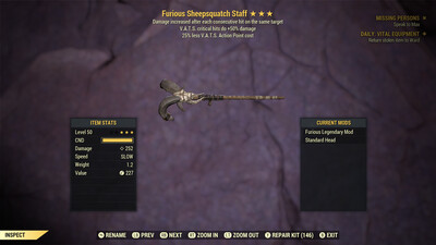 Furious 50/25 Sheepsquatch Staff