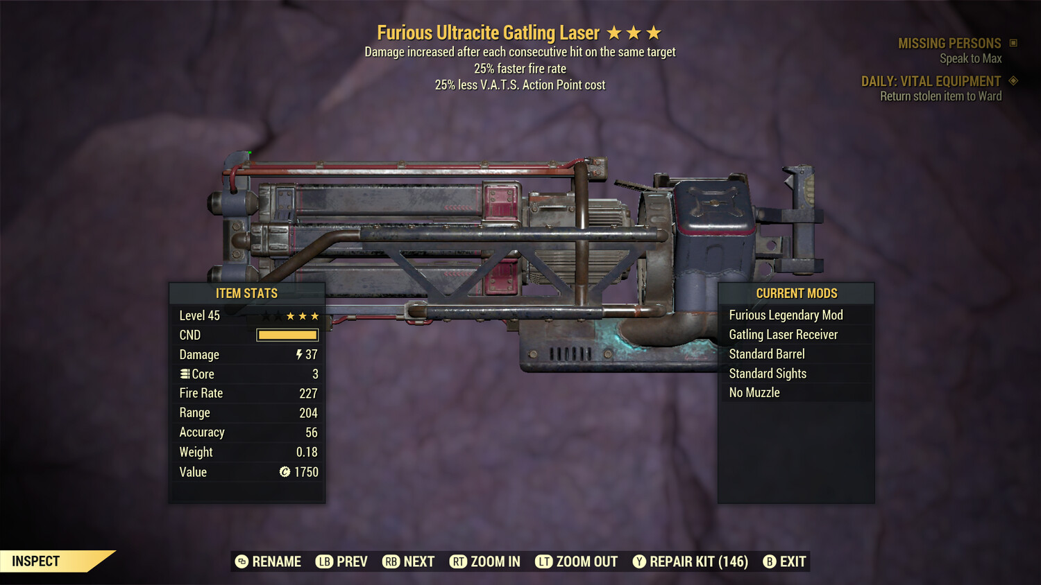 Furious 25/25 Ultracite Gatling Laser