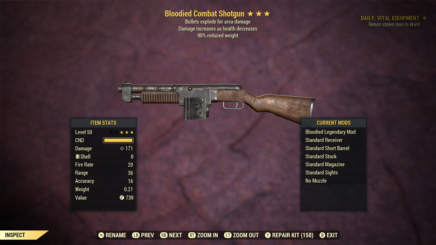 Bloodied Explosive 90 Combat Shotgun