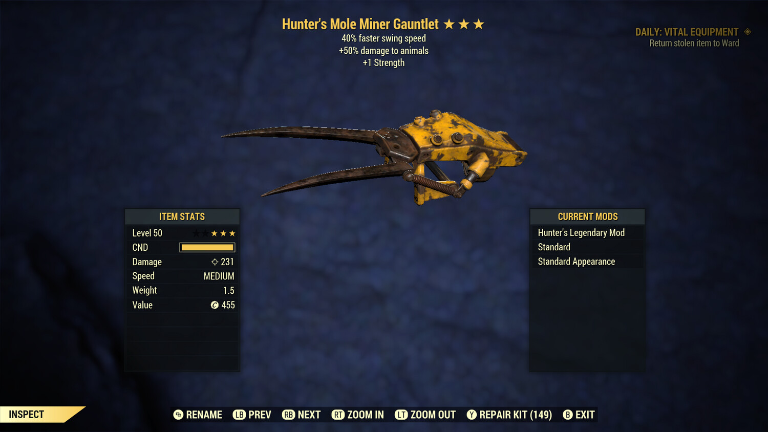 Hunters 1S/SS Mole Miner Gauntlet