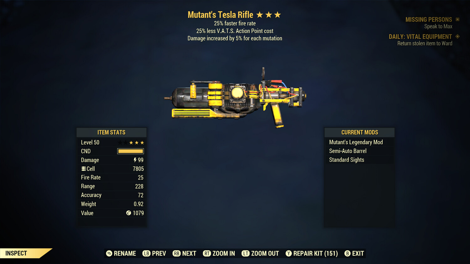 Mutant 25/25 Tesla Rifle