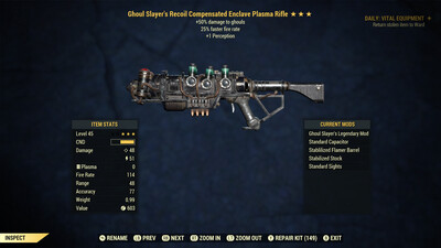 Ghoul Slayers 25/1P Enclave Plasma Rifle With Flamer