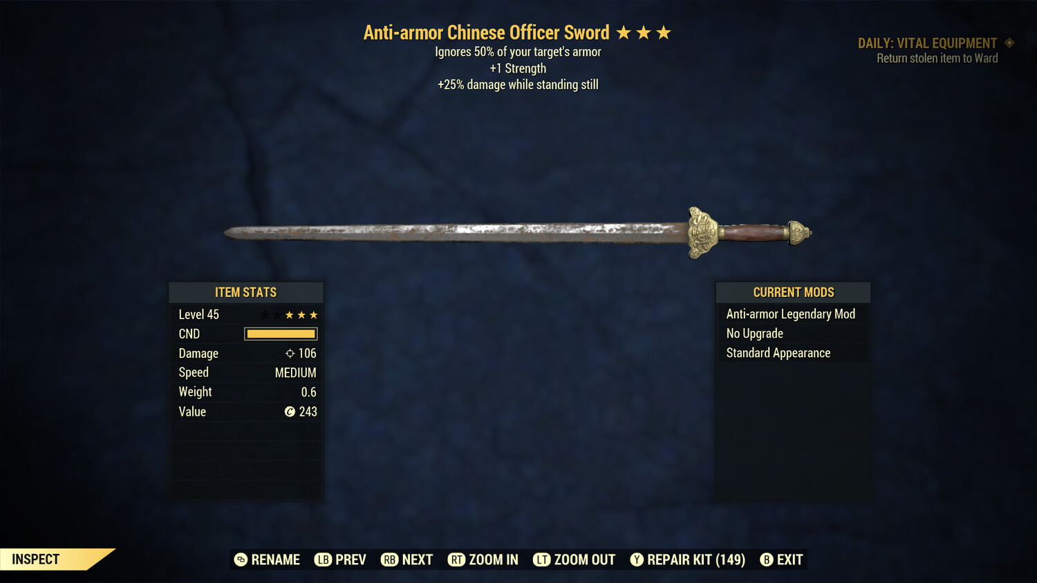 Anti Armor 1S/25 Chinese Officer Sword