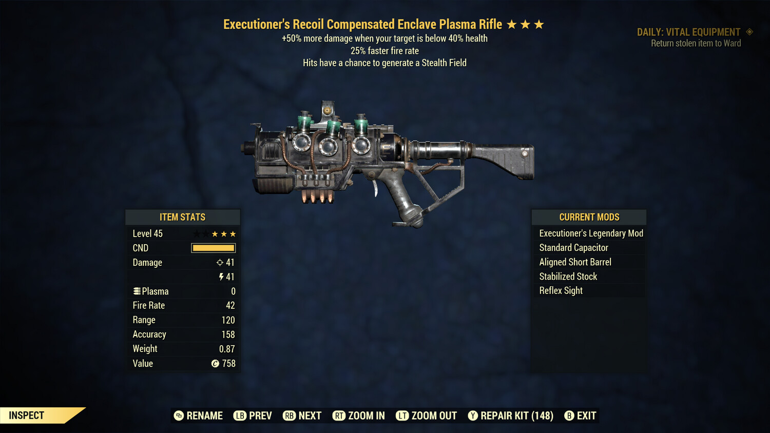 Executioners 25/Stealth Enclave Plasma Rifle With Flamer Mod