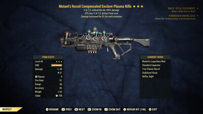 Mutant 50/25 Enclave Plasma Rifle With Flamer Mod
