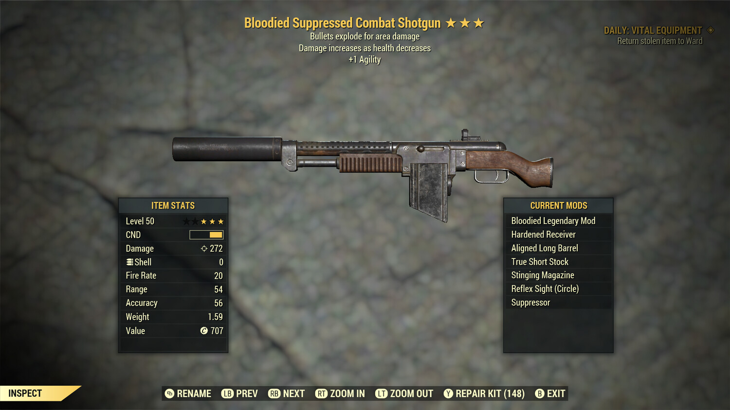 Unbreakable Bloodied Explosive 1A Combat Shotgun