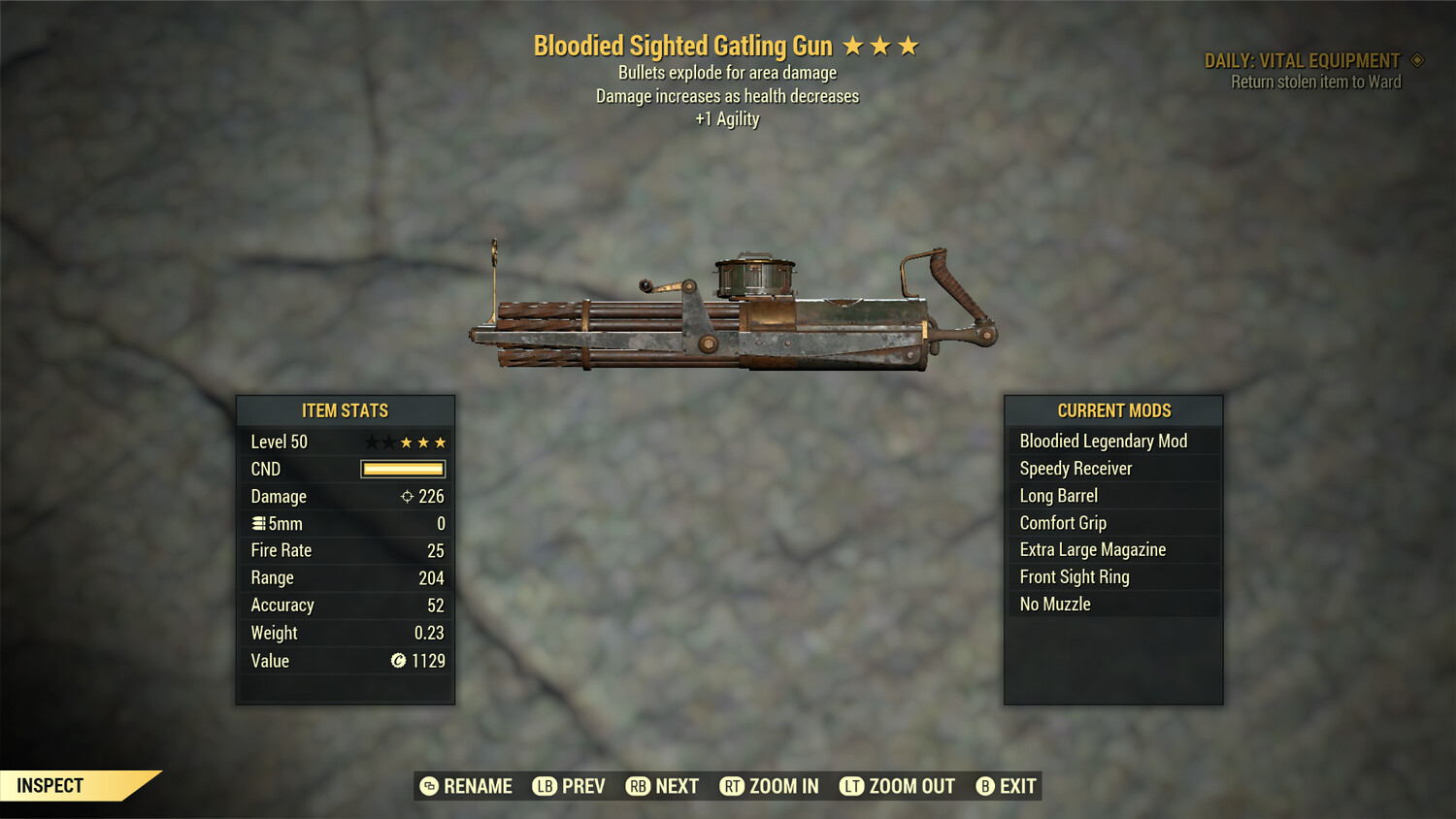 UNBREAKABLE Bloodied Explosive 1A Gatling Gun (1 Of 1 Pair)