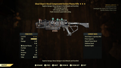 Ghoul Slayers 25/FMSWA Enclave Plasma Rifle With Flamer Barrel Mod