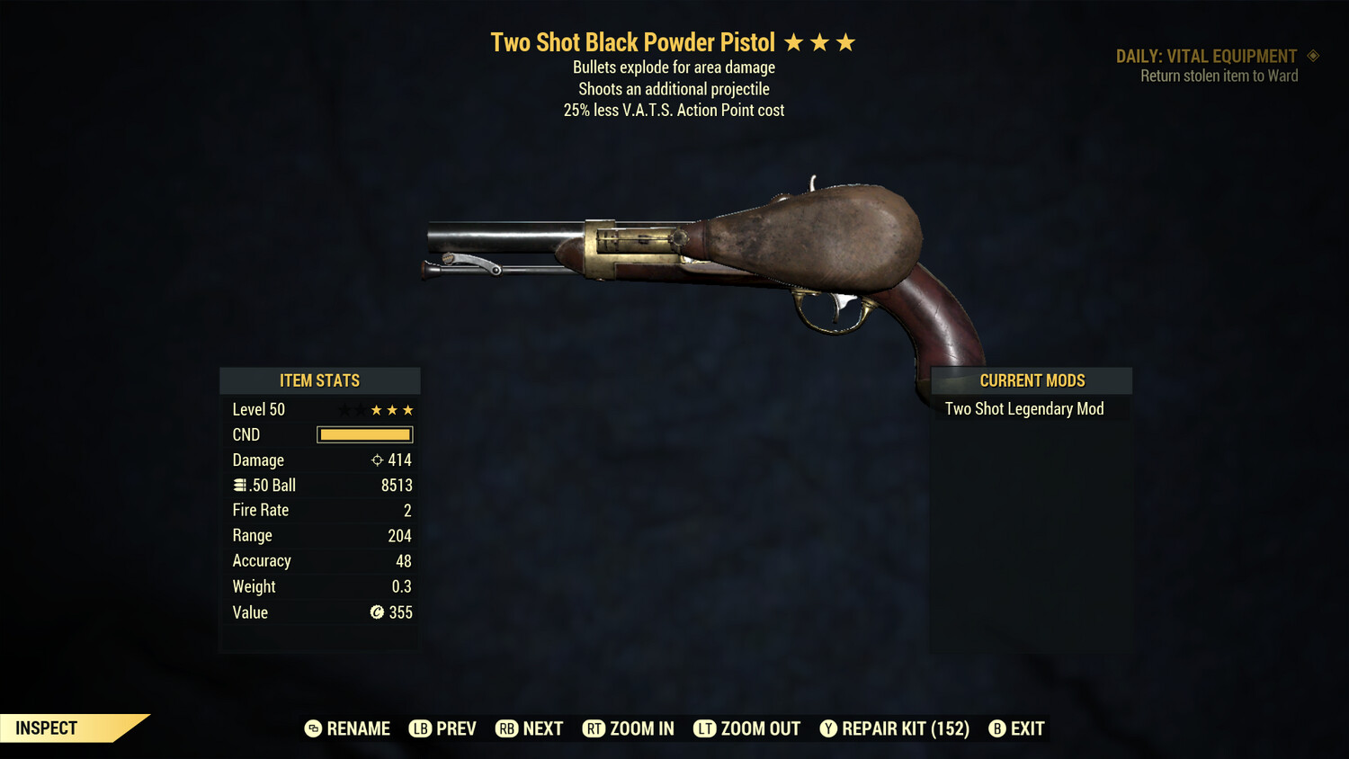 Two Shot Explosive 25 Black Powder Pistol