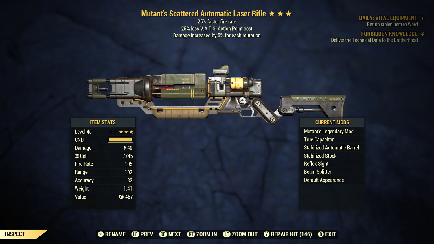 Mutant 25/25 Non Ultracite Laser Rifle