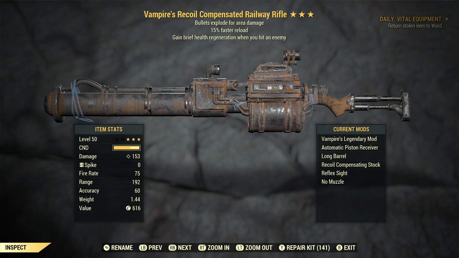 Vampire Explosive 15r Railway Rifle