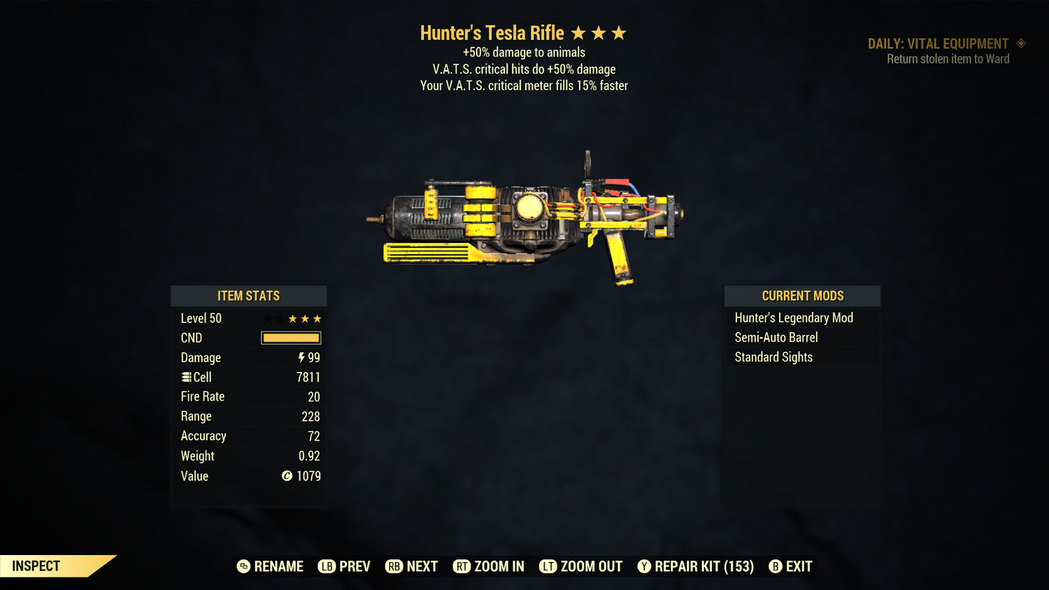 Hunter 50/15 Tesla Rifle