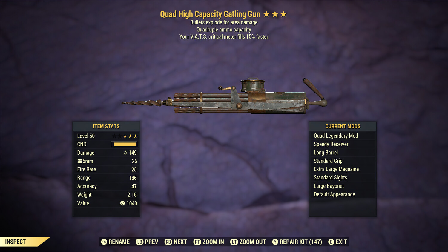 Quad Explosive 15c Gatling Gun