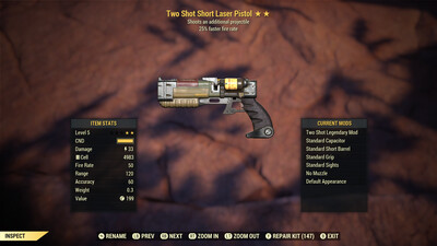 Two Shot 25 Non Ultracite Laser Rifle Lvl 5