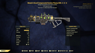 Mutant 25/15 Enclave Plasma Rifle With Flamer Mod
