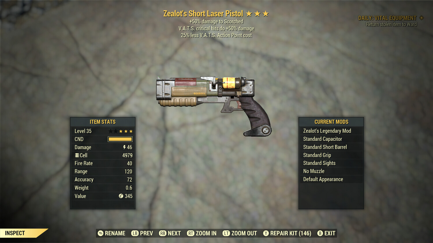 Zealots 50/25 Non Ultracite Laser Rifle/Pistol