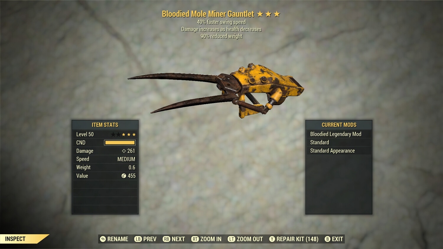 Bloodied SS/90 Mole Miner Gauntlet