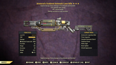 Aristocrat 25/90 Non Ultracite Laser Rifle