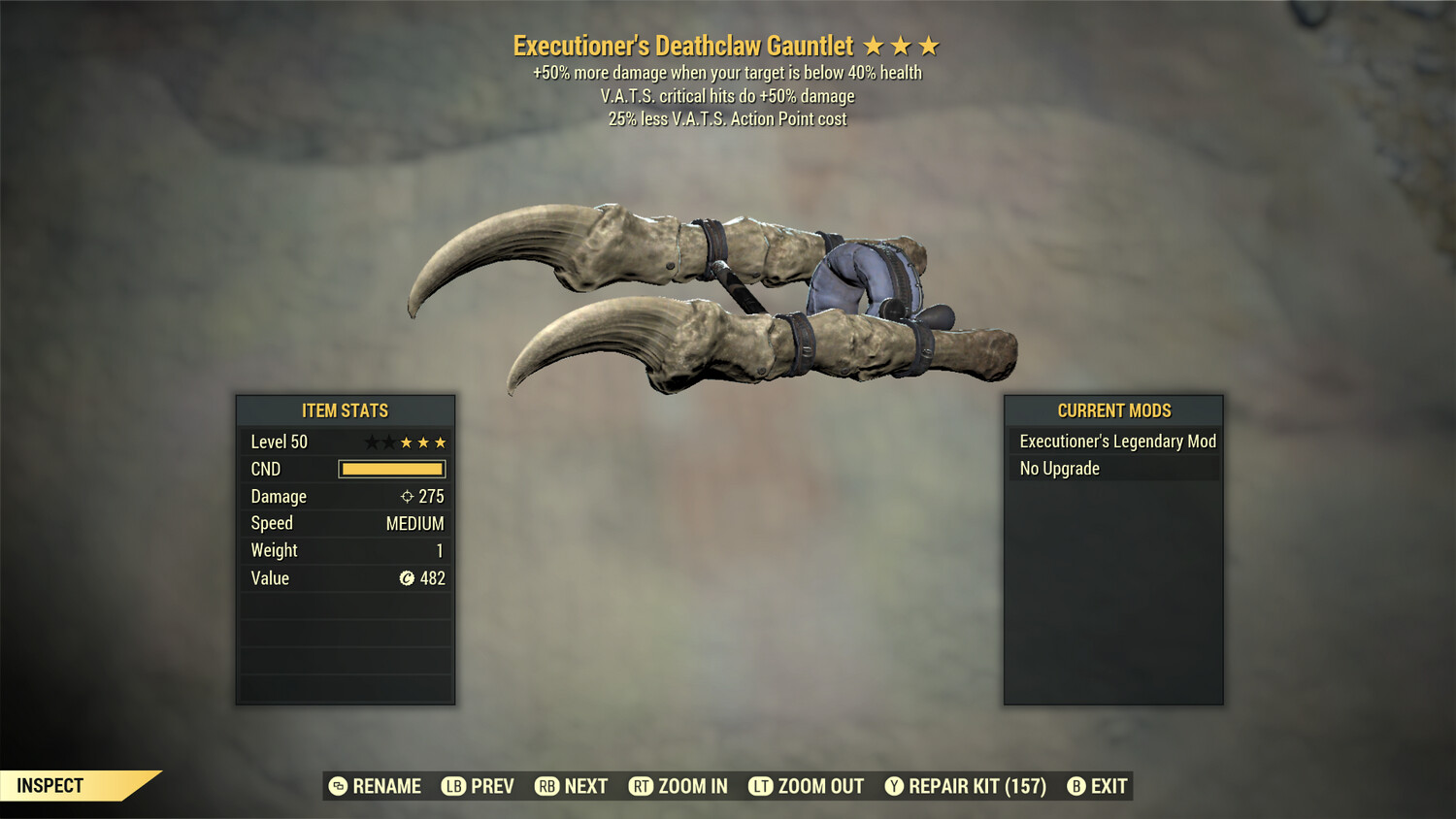 Executioners 50/25 Deathclaw Gauntlet