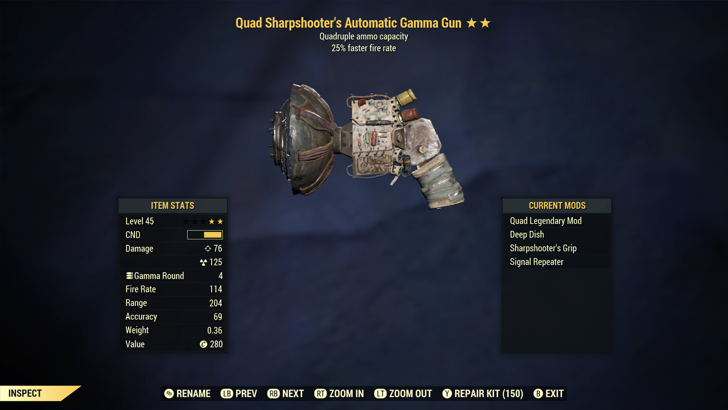 Unbreakable Quad 25 Gamma Gun