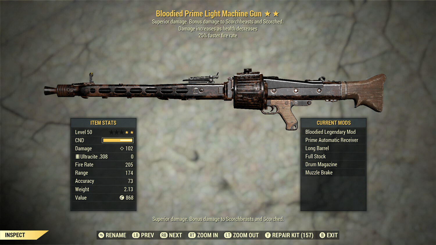 Unbreakable Bloodied 25 Light Machine Gun