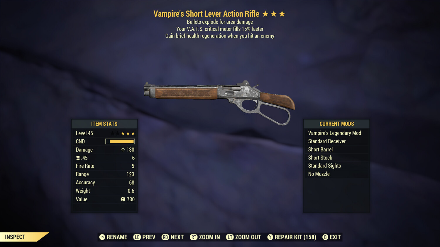 Unbreakable Vampire Explosive 15 Lever Action Rifle