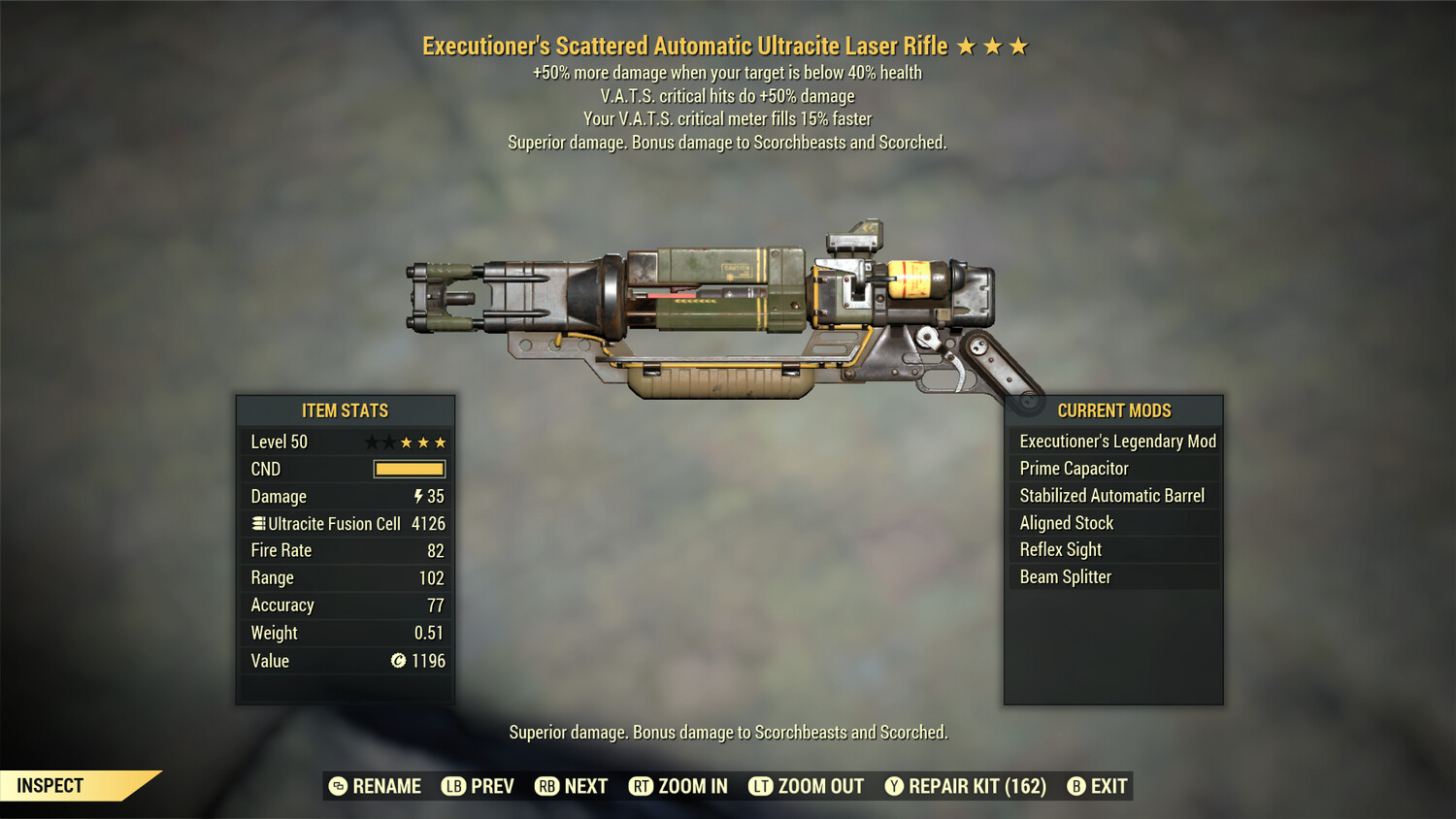 Executioners 50/15c Ultracite Laser Rifle