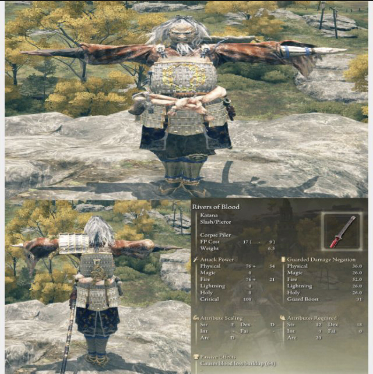 White Redd Full Armor Set + Okina Mask + Rivers Of Blood Katana