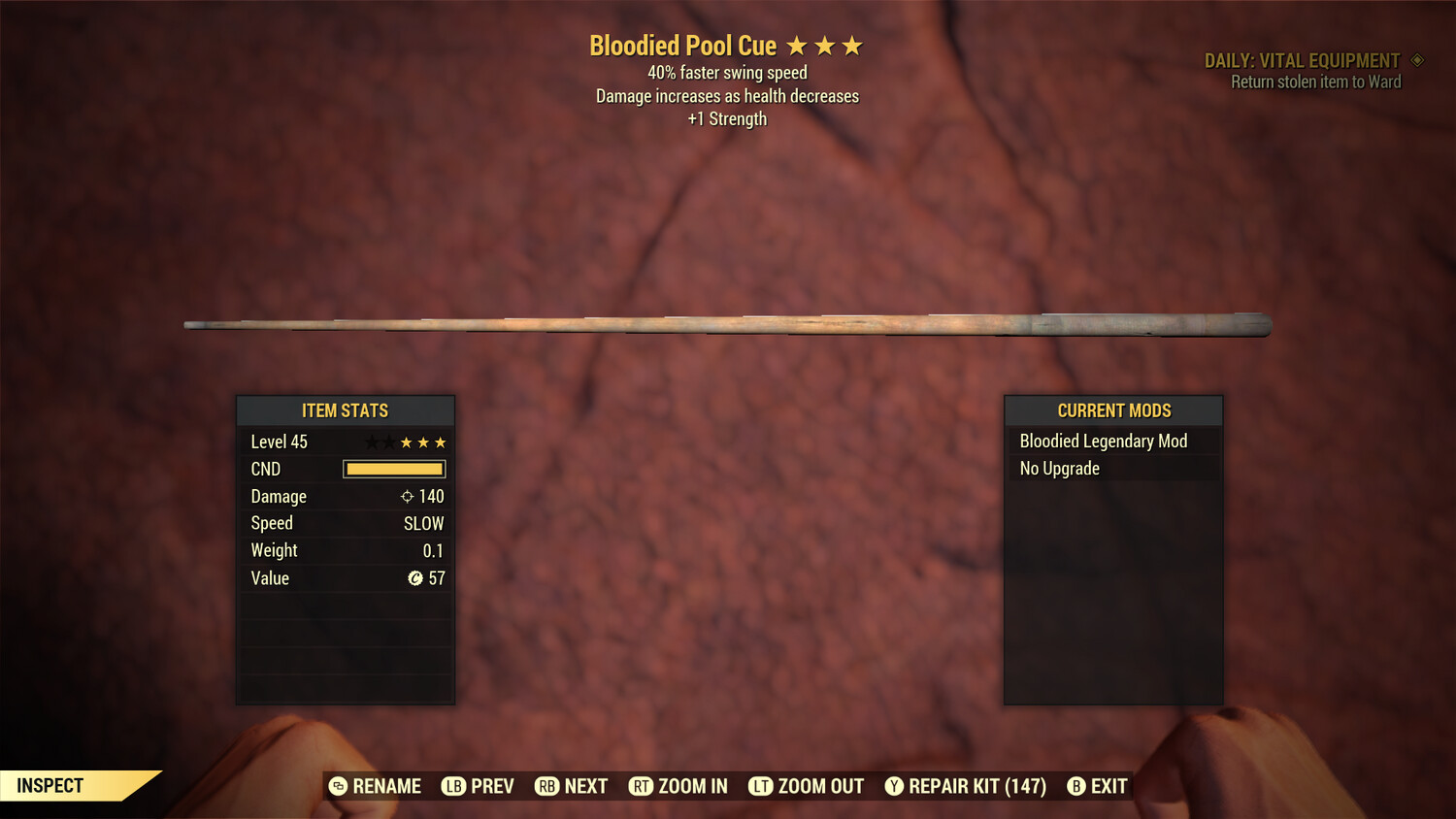 Bloodied 1S/SS Pool Cue