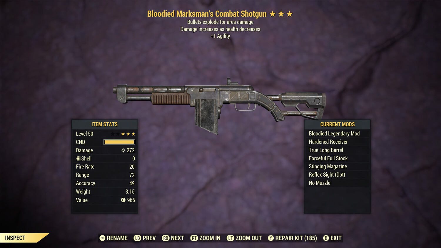 Unbreakable Bloodied Explosive 1A Combat Shotgun