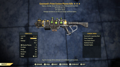 Gourmand 25/15 Enclave Plasma Rifle With Flamer Mod