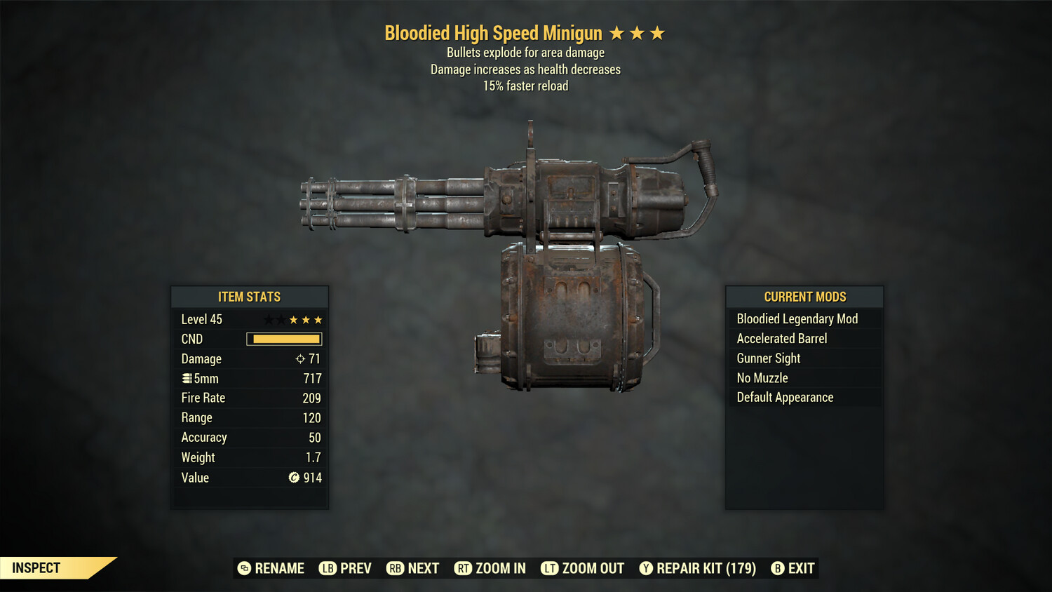 Bloodied Explosive 15r Minigun