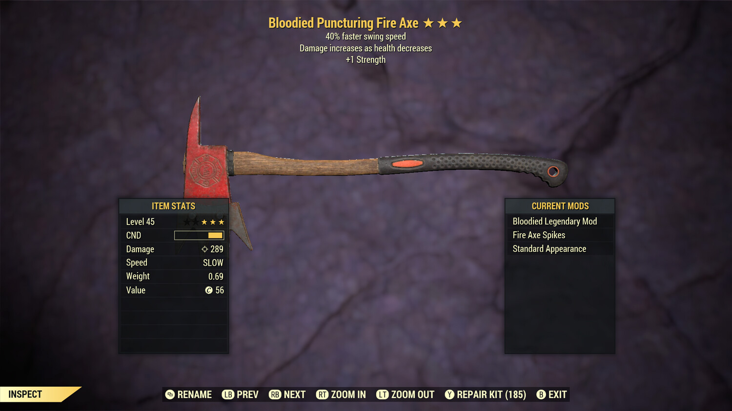Unbreakable Bloodied 1S/SS Fire Axe