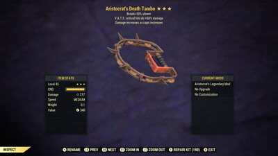 Aristocrat 50/Durability Death Tambo