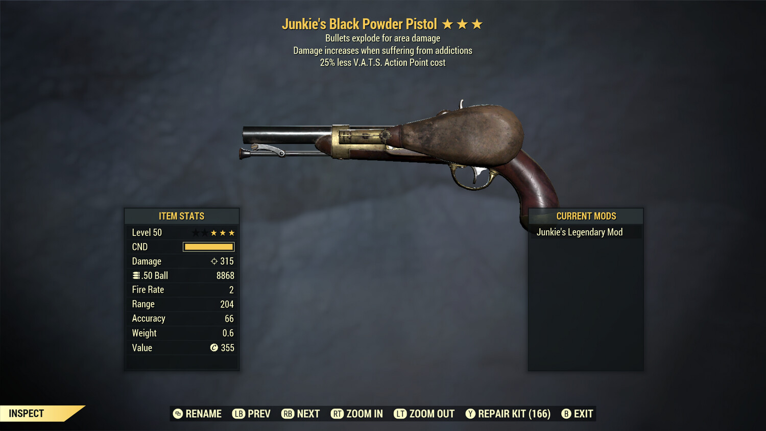 Junkie Explosive 25 Black Powder Pistol