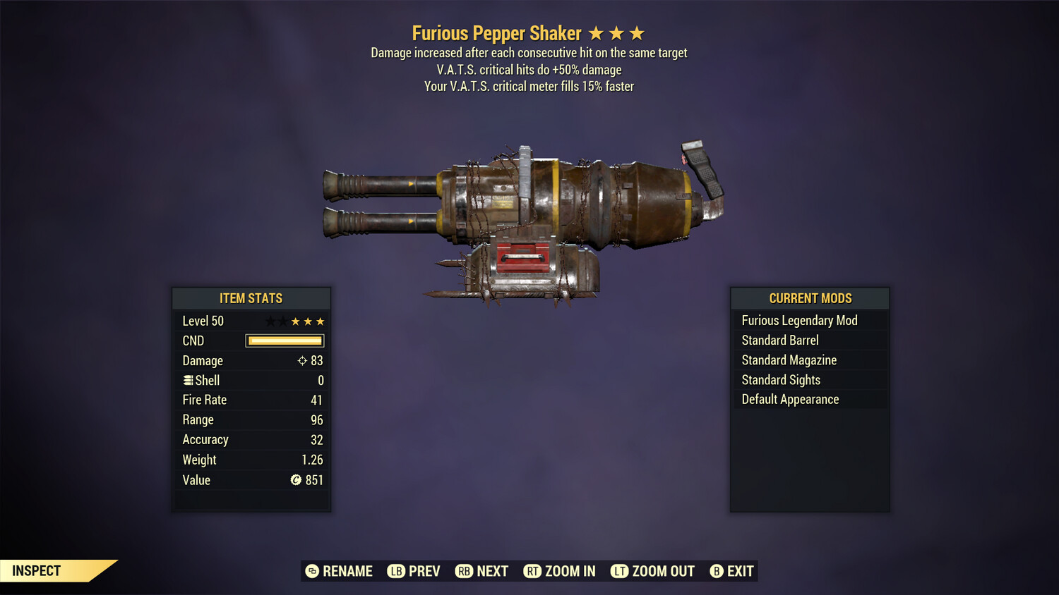 Furious 50/15c Pepper Shaker