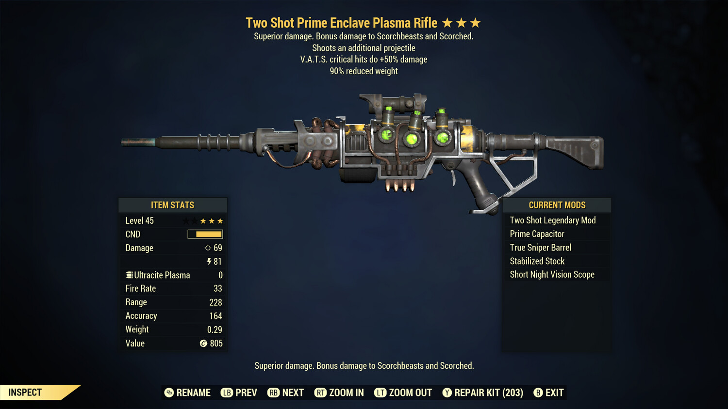 Two Shot 50/90 Enclave Plasma Rifle With Flamer Barrel Mod